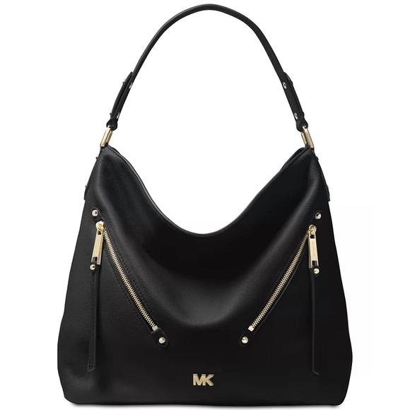 NEW MICHAEL KORS evie large leather hobo in black - Picture 1 of 3